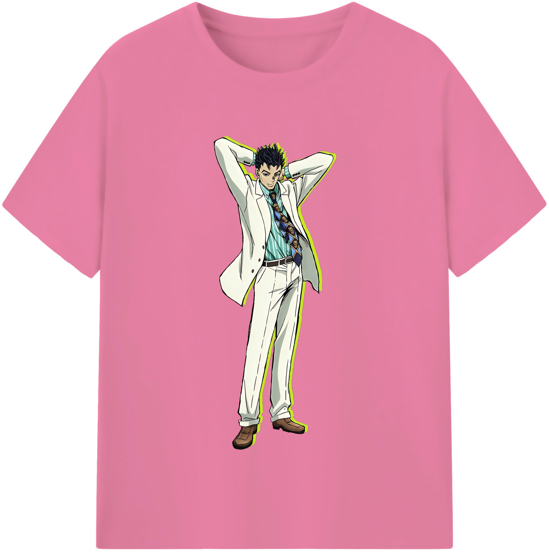 （画像用） ジョジョの奇妙な冒険 きら よしかげ JoJo's Bizarre Adventure Kira Yoshikage 綿100％半袖Tシャツ（フロントプリント）